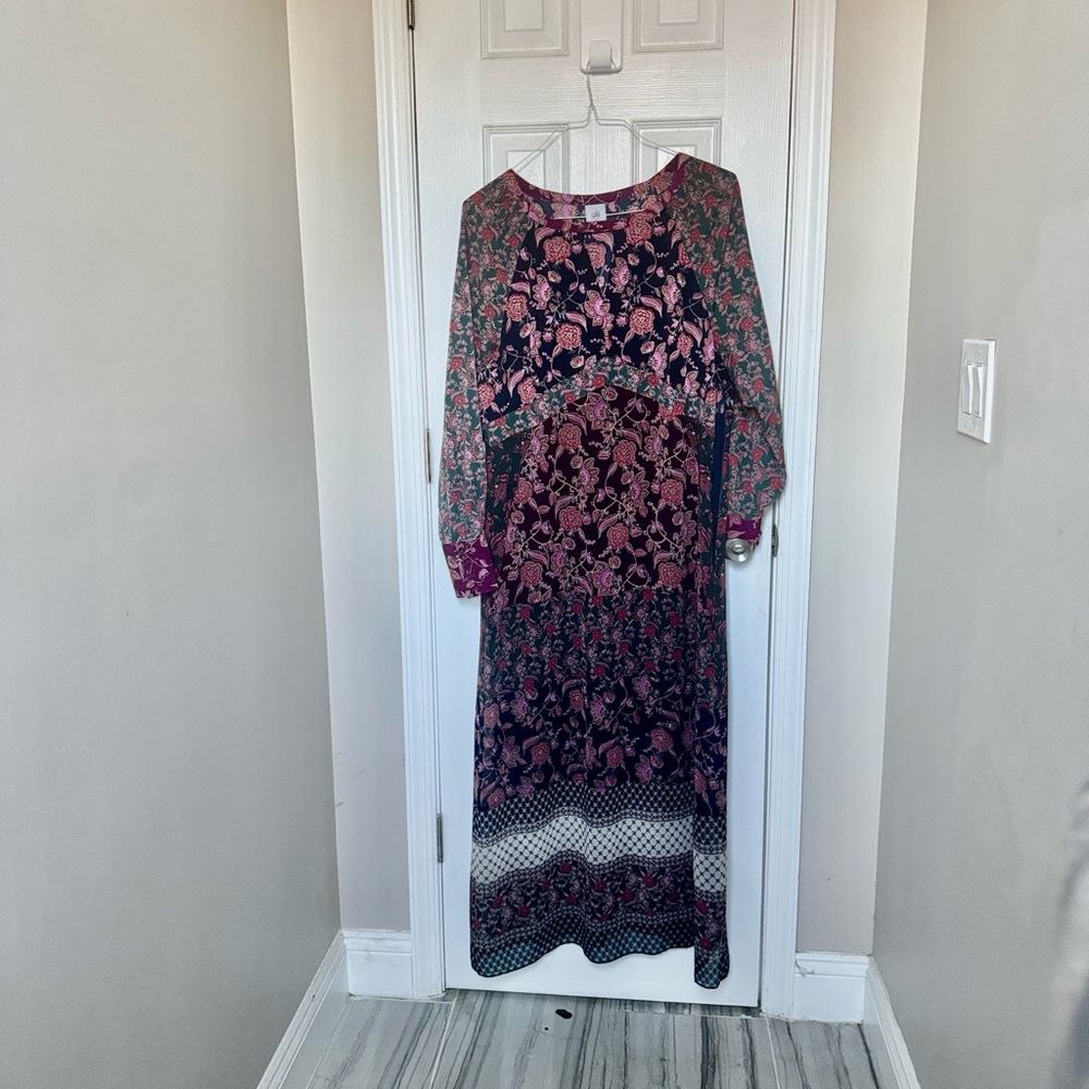 CAbi Multicolor Floral Long Sleeve Dress